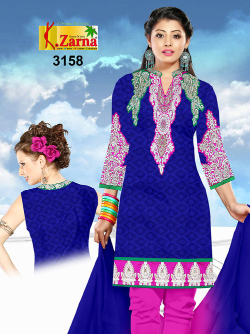 Blue And Pink Girls Salwar Kameez