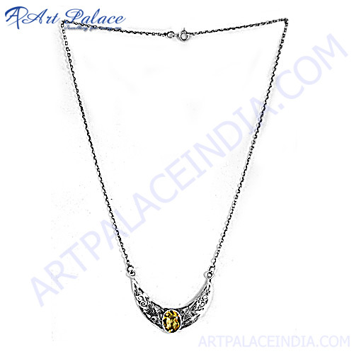 Exclusive Design Citrine Silver Necklace