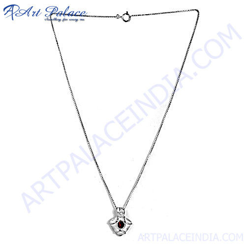 Garnet Cubic Zirconia Silver Necklace