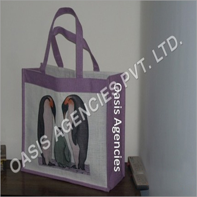 Cotton Jute Bags - Variable Size, Purple Color | Lightweight, Durable, Eco-friendly, Attractive Prints, Reusable Handles