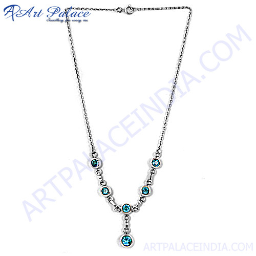 Exclusive Blue Topaz Silver Necklace