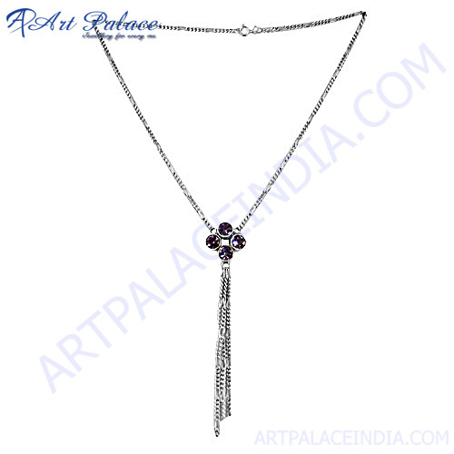 Famous Fashionable Design Amethyst Silver Necklace