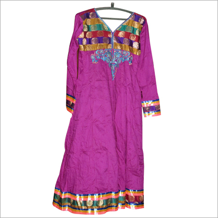 Fancy Ladies Kurtis - Cotton, Medium-Large, Purple, 45 Inch Length | Handcrafted Embroidery, Smooth Texture, Shrink-Resistant, Vibrant Colors