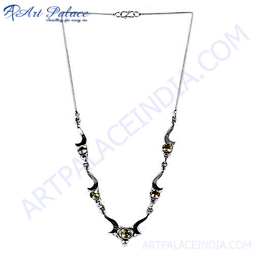HOT Luxury Fashionable Citrine Silver Necklace