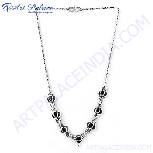 HOT Charming Garnet Silver Necklace