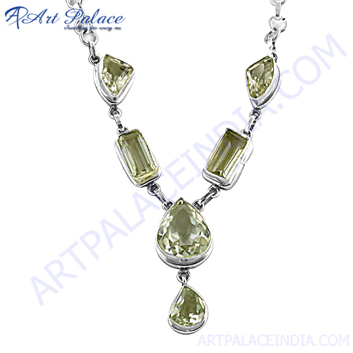 Stylish Crystal Silver Necklace By ART PALACE