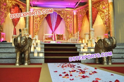 Wedding Golden Carved Fiber Panels with Elephant  