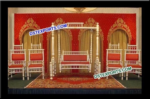 Wedding Fiber Jhrokha Backdrop Stage - Fiber Material, White, Varied Dimensions | Elegant Design, Durable, Easy Setup, Royal Appeal