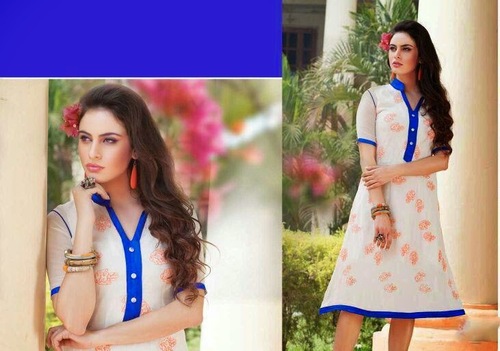 Off White & Blue Designer Dress