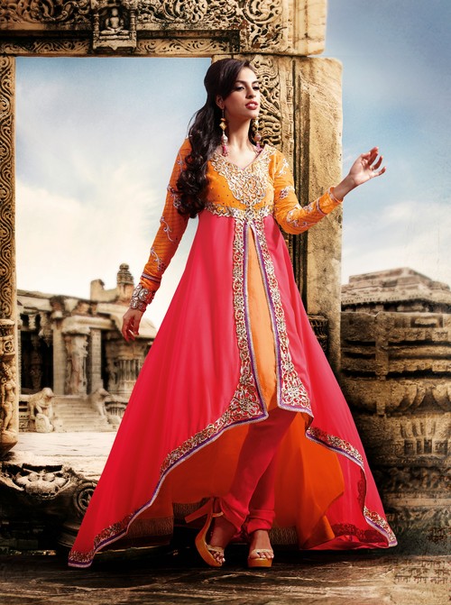 Violet Red & Orange Outfit Dress