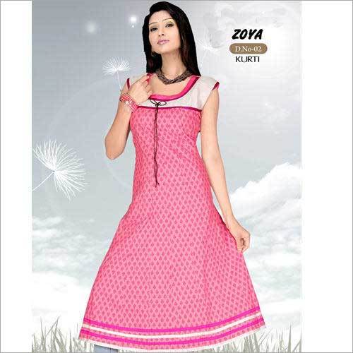 Pink Cotton Anarkali Salwar Suit