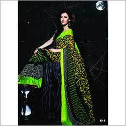 Printed Green Black Saree - Cotton Fabric, 5.30 mtrs Length | Unique Patterns, Comfortable Wear, Customizable Design for Weddings and Festivals