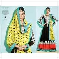 Designer Georgette Salwar Kameez - Faux Georgette, Full Sleeves, Black Color | Embroidered Pattern, Elegant Design, Perfect Fitting