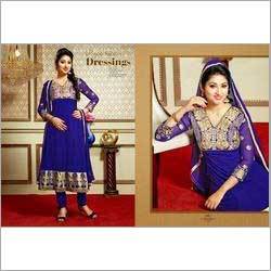 Georgette Salwar Suit - Embroidered Anarkali, Full Sleeves, Blue | Comfortable Fit, Impeccable Finish, Perfect for All Seasons