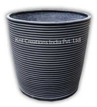 Charcoal Round Rib Fiber Planter