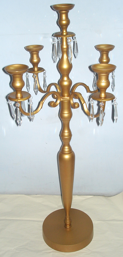 Modern Candle Stand - Aluminum, 24 Inch, Gold | Metallic Glossy Finish, Round Base with Branching Arms, Modern Style