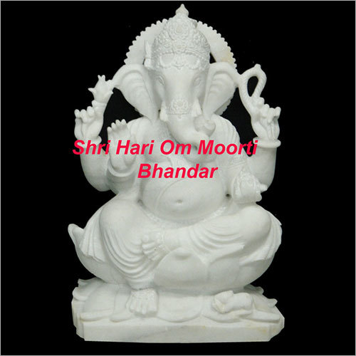 Eco-Friendly Ganesh White Marble Statue
