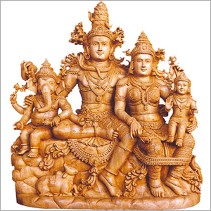 Wooden Statue Of Shiva Family