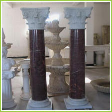 Cream Carved Stone Pillars