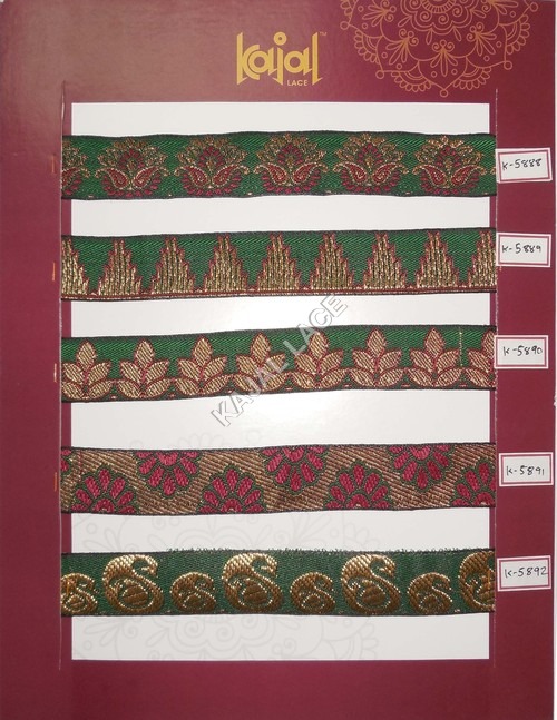 Wedding Lace Design - Polyester Floral Green, Customizable Length | Elegant Durable Intricate Patterned Border