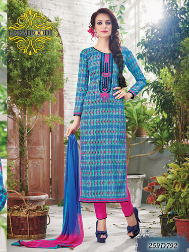 Dress Material - Cotton, Blue | Embroidered, Elegant Design, Soft Fabric, Comfortable Fit, Stylish Look