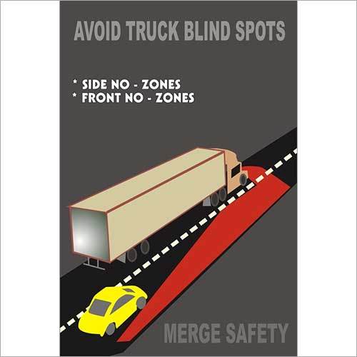 AVOID TRUCKS BLIND STOP - Paper Poster A1 Size Red, Glossy Lamination | Safety Awareness, Driver Training, Clear Messaging