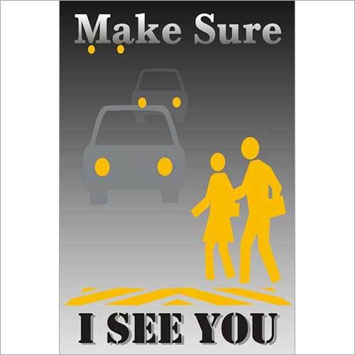 SURENESS POSTER - Paper A4 Size, Yellow, Glossy Lamination | Safety Message, Road Awareness, Driver Caution, Pedestrian Safety