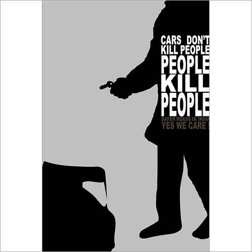ACCIDENTS SAFETY - Paper A1 Size Black, Offset Print | Road Awareness, Accident Prevention, Clear Safety Message