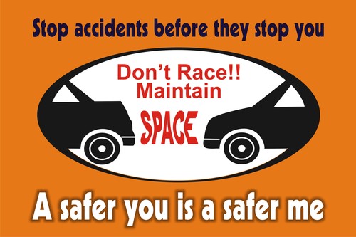 MAINTAIN DISTANCE - Paper/Cardstock 11x17 Inches, Orange | Safety Message, Accident Prevention, Road Awareness, Driver Safety