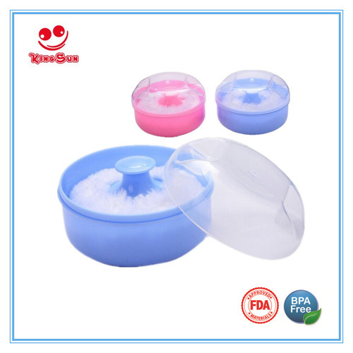 Yellow Bpa Free Plastic Baby Powder Puff Container