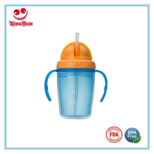 Blue Wide Neck Straw Baby Training Cups 230Ml