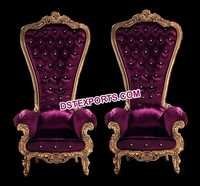 Asian Wedding Maharani Wooden Carved Chairs Set