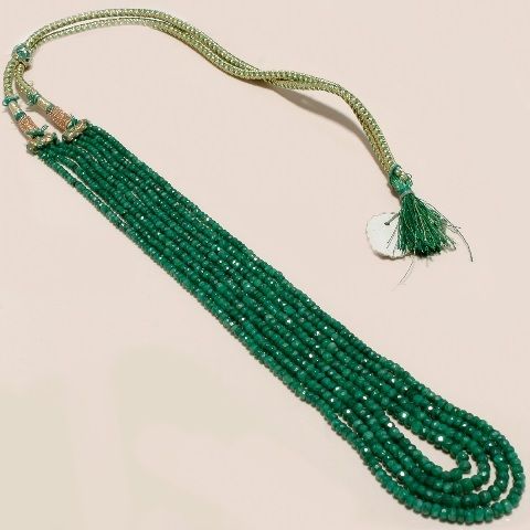 Round Natural Emerald Faceted Beaded Necklace