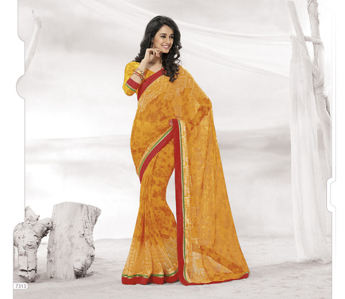 Designer Orange Colour Sarees