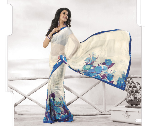 Designer White Colour Sarees