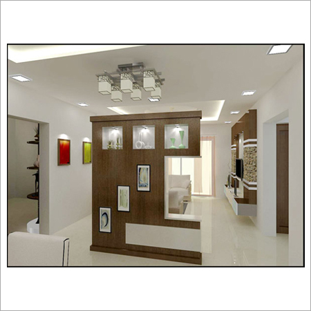 Drawing Room Interior Designing - Wood Material, Variable Dimensions, Brown Color | Aesthetic Appeal, Custom Design, Room Enhancement, Space Division, Storage Solution, Matte Finish