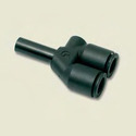 Plug in Equal and Unequal Single Y Piece - Plastic, Dimensions D1/D2: 4-12mm, Length L: 314-410mm, Height H: 9-20mm | Suitable for Fluid Media