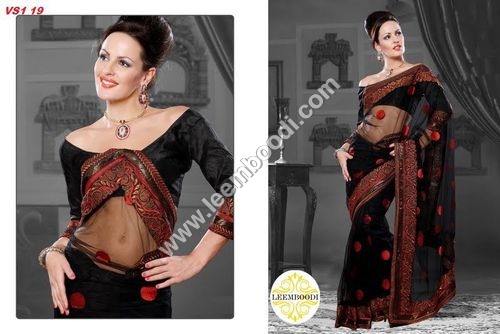 Black & Red Net Saree