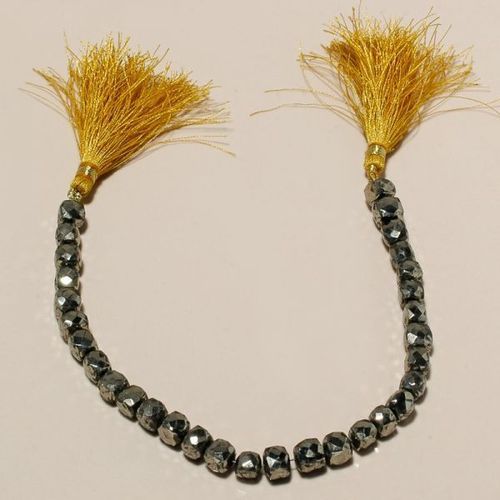 Cushion Natural Pyrite Faceted Box Beads