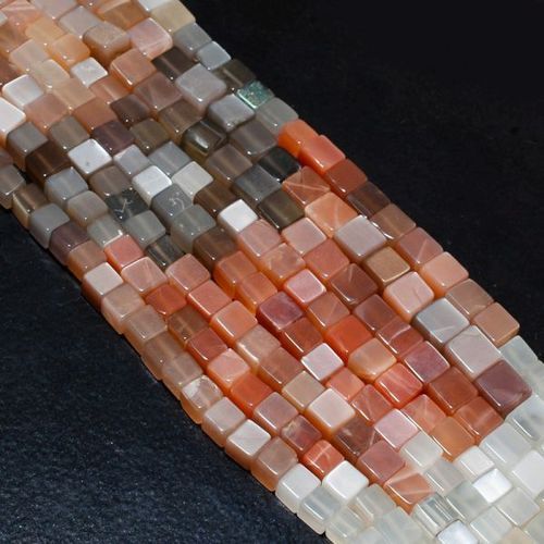 Square Multi Moonstone Plain Box Beads