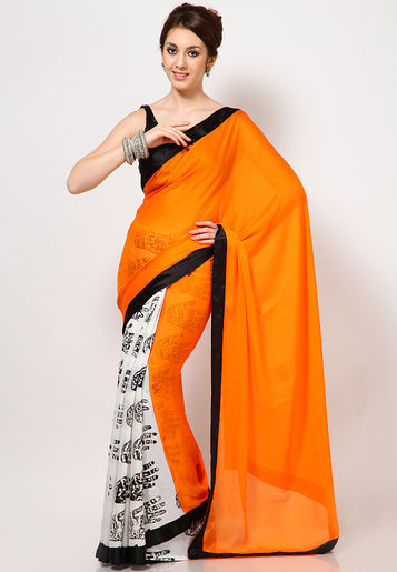 Half printed sarees