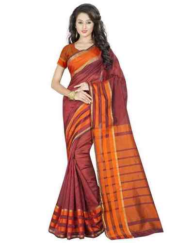 Daily Wear Sarees - Cotton Silk, 5.5 Meters, Maroon | Soft Fabric, Stylish Design, Comfortable Wear, Durable Material