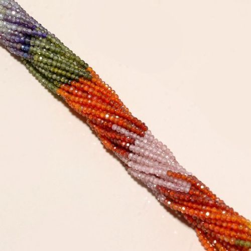 MULTI ZIRCON 3MM-3.5MM FACETED RONDELLE BEADS ONE STRAND