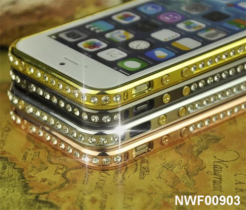 Latest Diamond Metal bumper Case for iphone 5s case with diamond mounted on the Frame