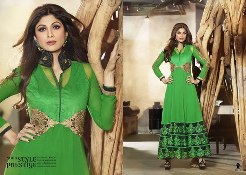 Dry Cleaning Karma Bollywood Shilpa Shetty Stylish Green And Ge