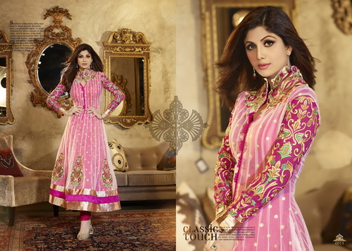Dry Cleaning Karma Bollywood Shilpa Shetty Lovely Pink And Georgette Salwar Kameez Dress