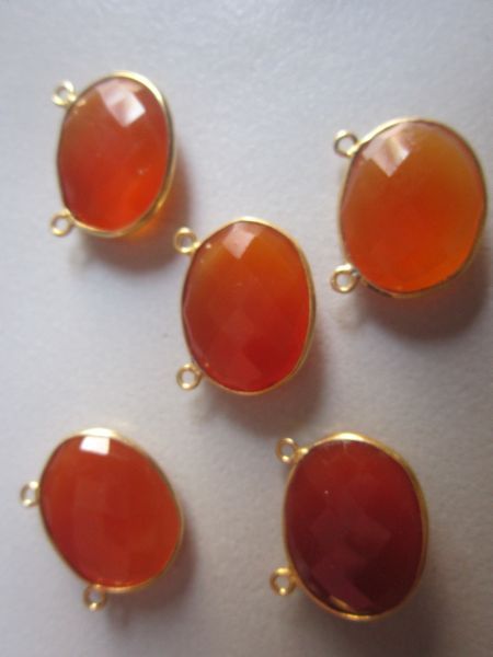 Natural Carnelian Oval  Connectors 