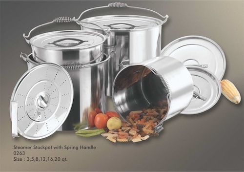 Steamer stockpot spring handle