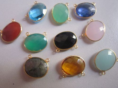 Multi Natural Mix Stone Oval Connectors