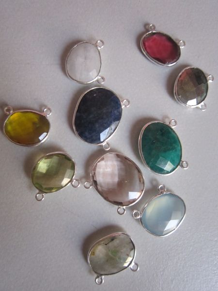 Natural Multi Stone Oval Connectors